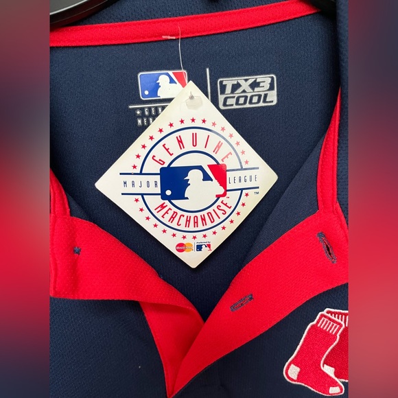 Men’s Boston Red Sox Polo Navy TX3 Cool Shirt with Logo GENUINE MLB Large - Picture 2 of 6